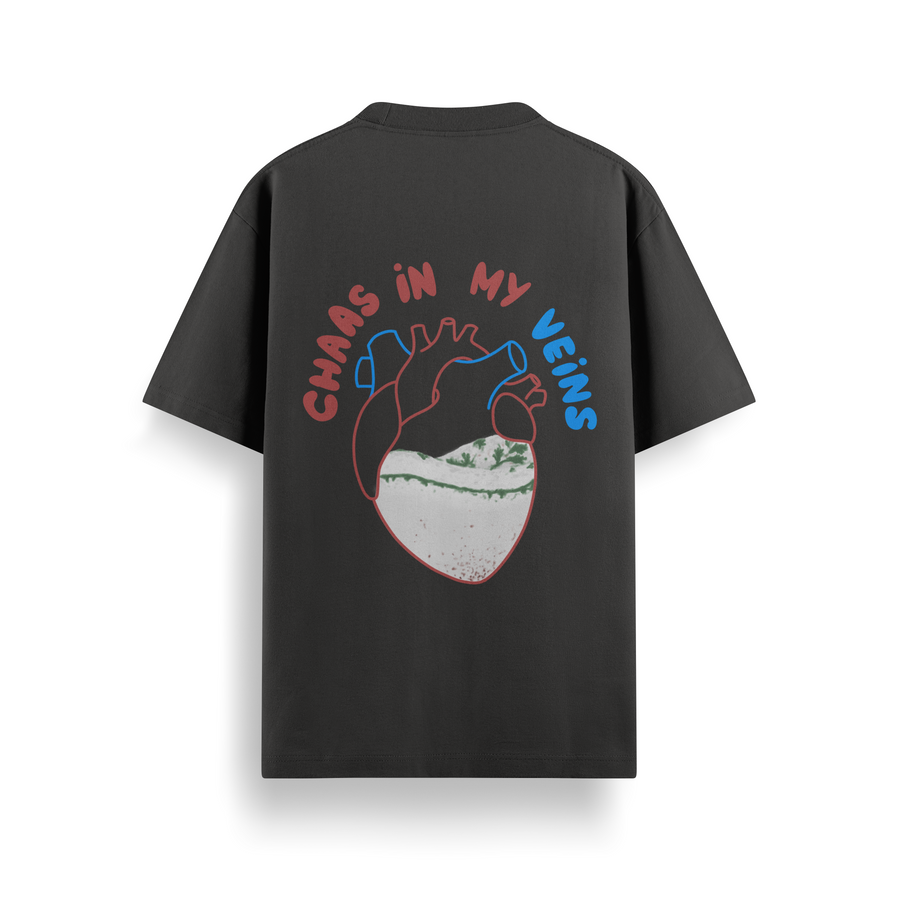 Chaas In My Veins Black Oversized 240 GSM Tee