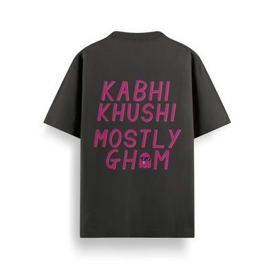 Kabhi Khushi Mostly Gham Black Oversized 240 GSM Tee