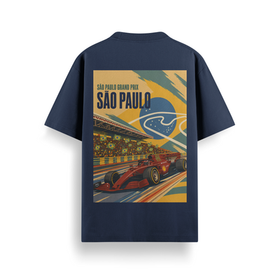São Paulo GP Navy Oversized 240 GSM Tee