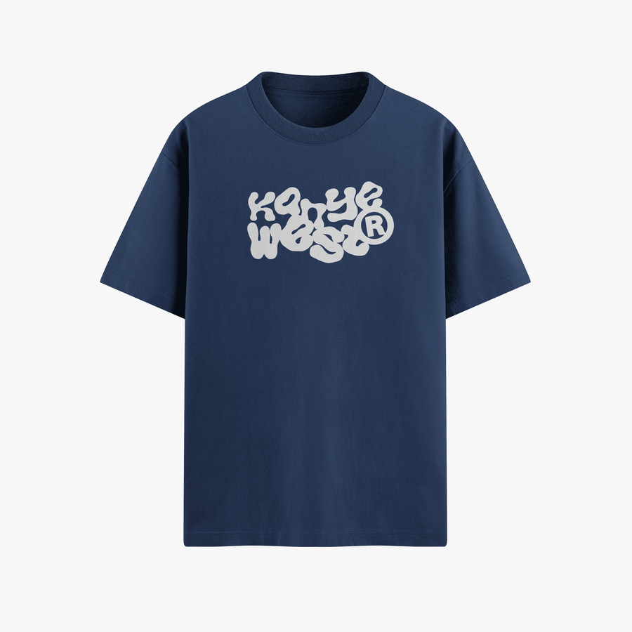 Kanye Bubble Logo Navy Oversized 240 GSM Tee