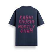 Kabhi Khushi Mostly Gham Navy Oversized 240 GSM Tee