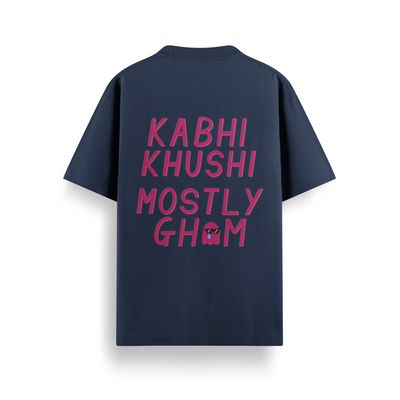 Kabhi Khushi Mostly Gham Navy Oversized 240 GSM Tee