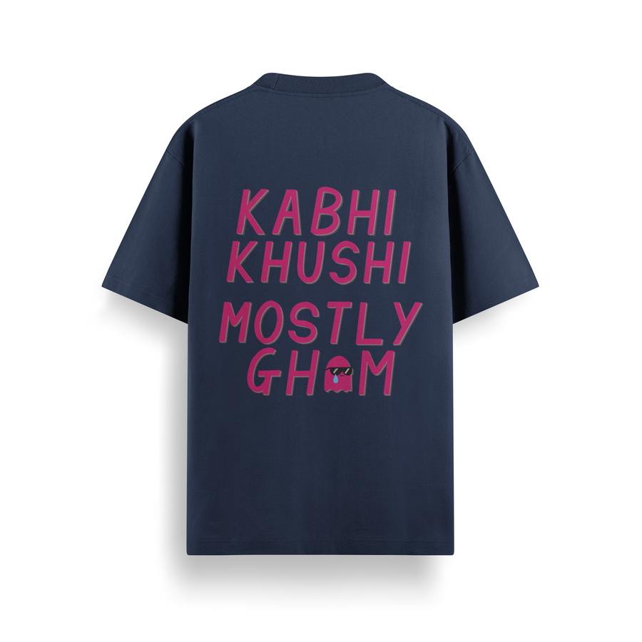 Kabhi Khushi Mostly Gham Navy Oversized 240 GSM Tee