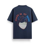 Chaas In My Veins Navy Oversized 240 GSM Tee