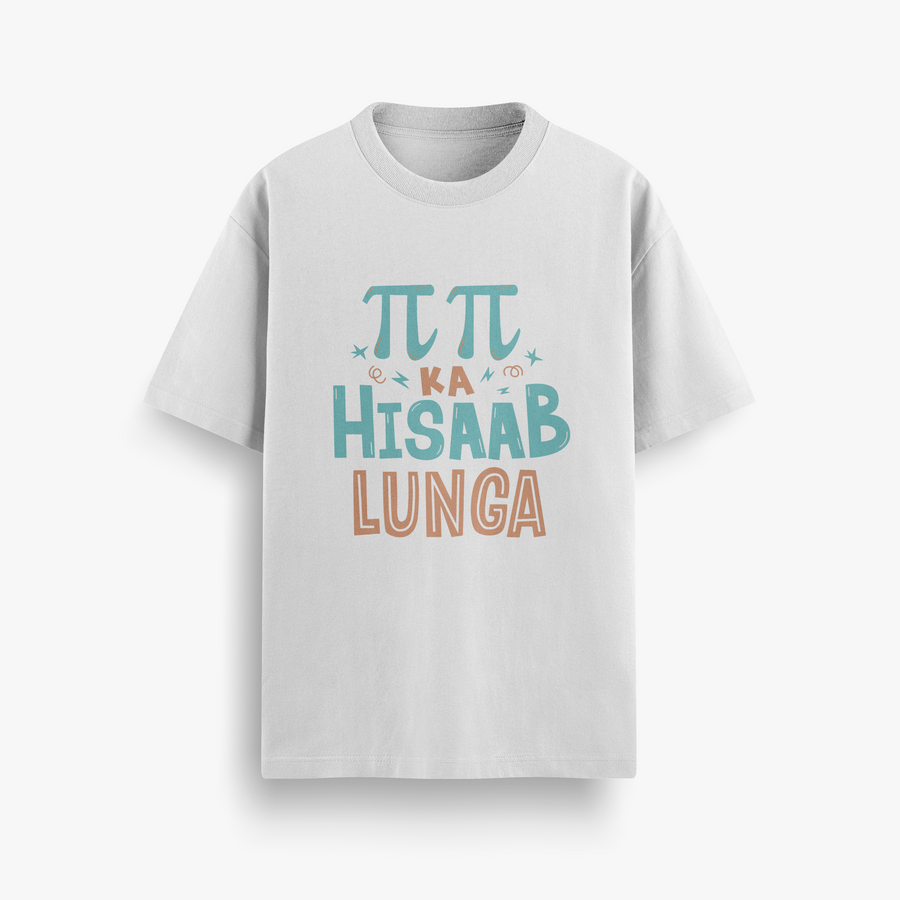 Pi Pi Ka Hisaab White Oversized 240 GSM Tee