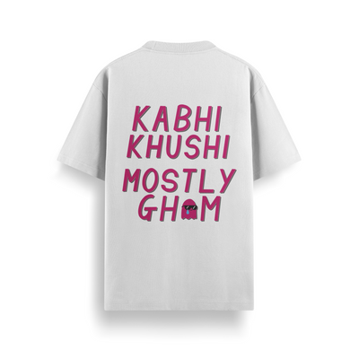 Kabhi Khushi Mostly Gham Off White Oversized 240 GSM Tee